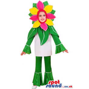 Cute Yellow And Pink Flower Plant Children Size Costume