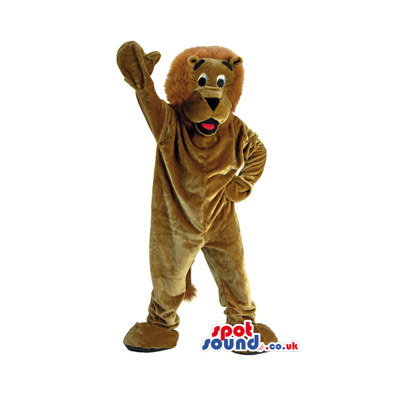 Cartoon Cute Beige Lion Plush Mascot With A Red Tongue - Custom