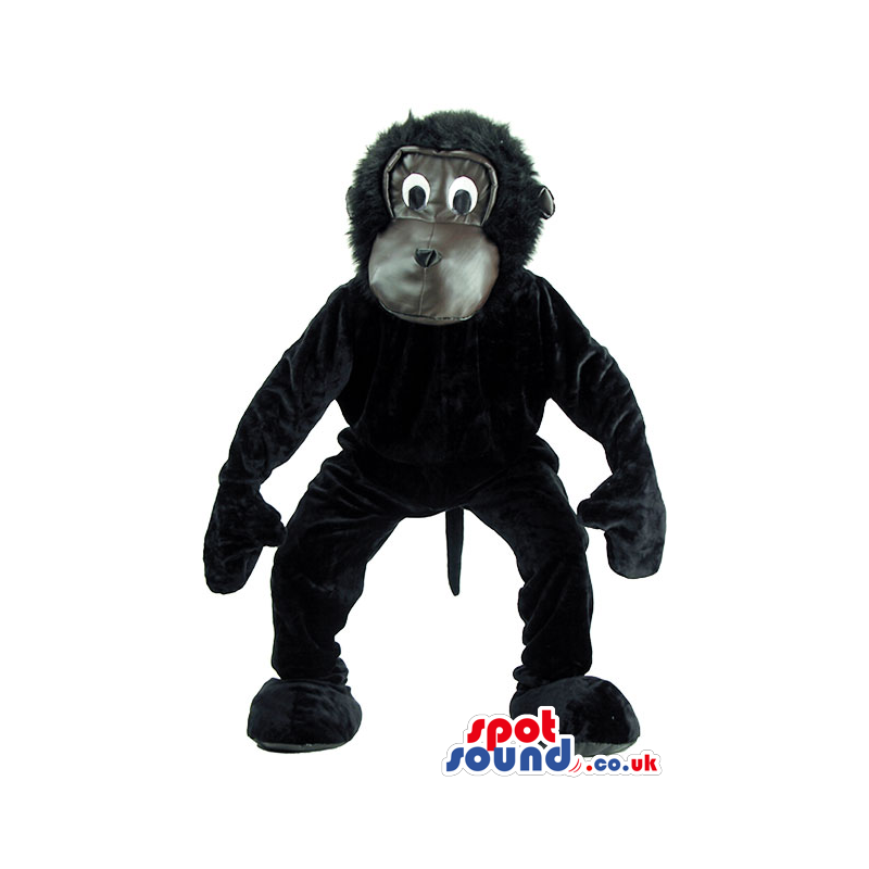 Cartoon Cute Black Gorilla Plush Mascot With Grey Face - Custom