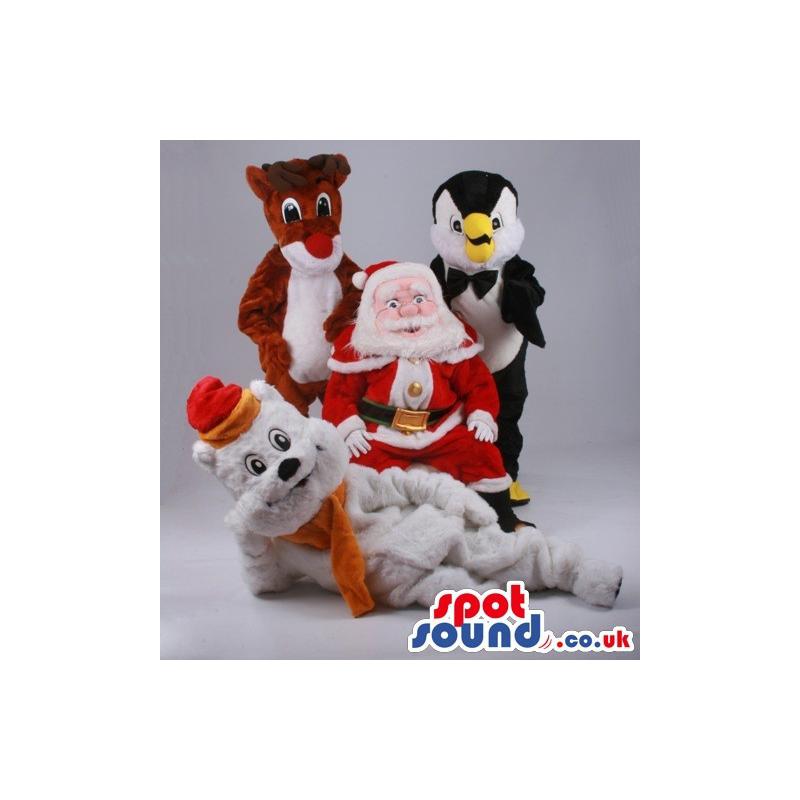 Santa clause with Reindeer, penguin and teddy bear - Custom