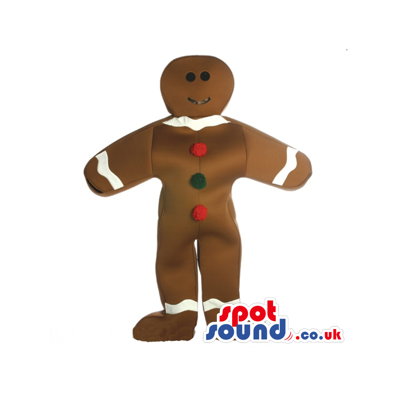 Ginger Bread Man Or Chocolate Mascot With Buttons - Custom