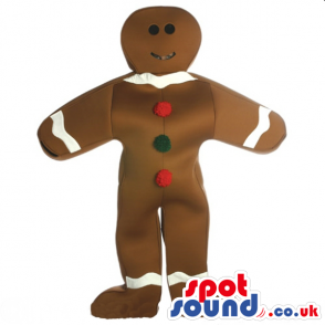 Ginger Bread Man Or Chocolate Mascot With Buttons - Custom