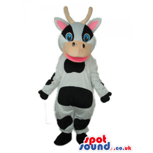 Cartoon Fantasy Happy White And Black Cow Plush Mascot - Custom