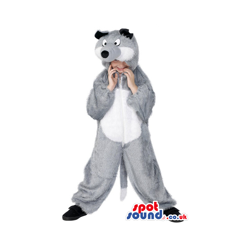 Cute Halloween Grey Raccoon Children Size Plush Costume