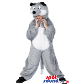 Cute Halloween Grey Raccoon Children Size Plush Costume