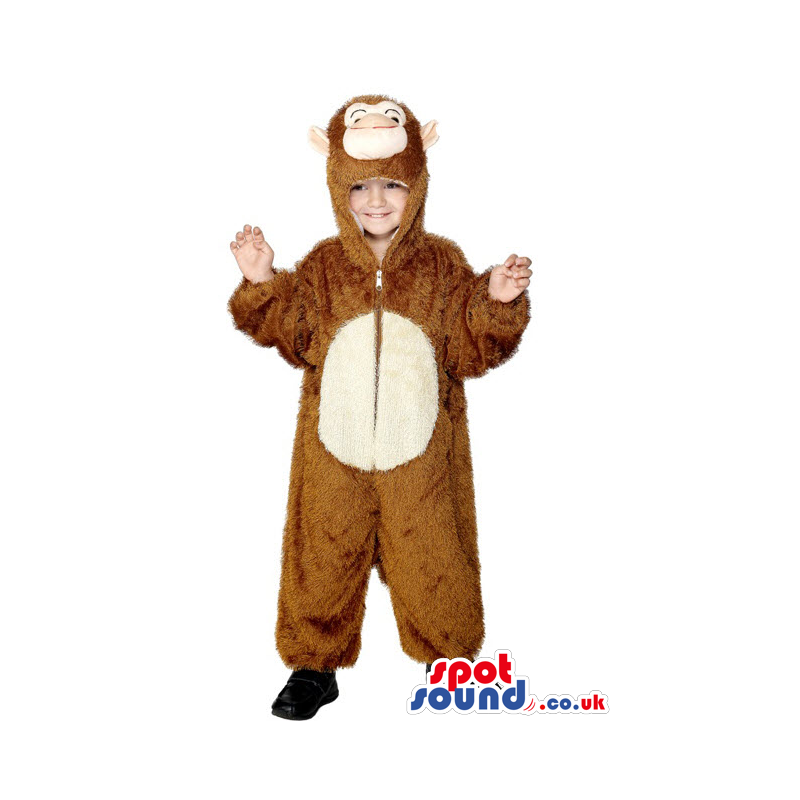 Cute Halloween Brown Monkey Children Size Plush Costume