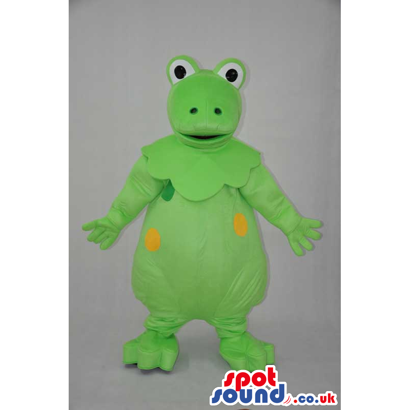 Fantasy Green Round Frog Plush Mascot With Yellow Spots -