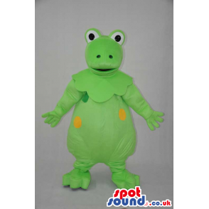 Fantasy Green Round Frog Plush Mascot With Yellow Spots -