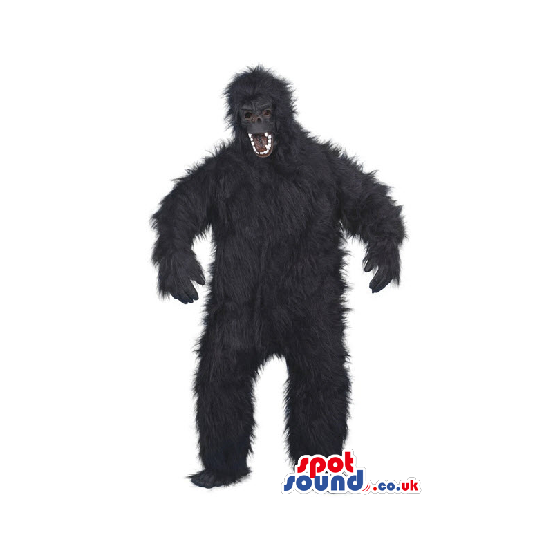 Black Gorilla Plush Mascot With Grey Face And Sharp Claws -
