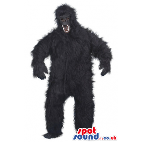 Black Gorilla Plush Mascot With Grey Face And Sharp Claws -