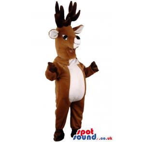 Deer mascot in brown and with gloves and socks - Custom Mascots