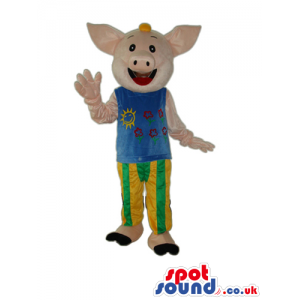 Fantasy Cute Pig Animal Plush Mascot With Circus Garments -