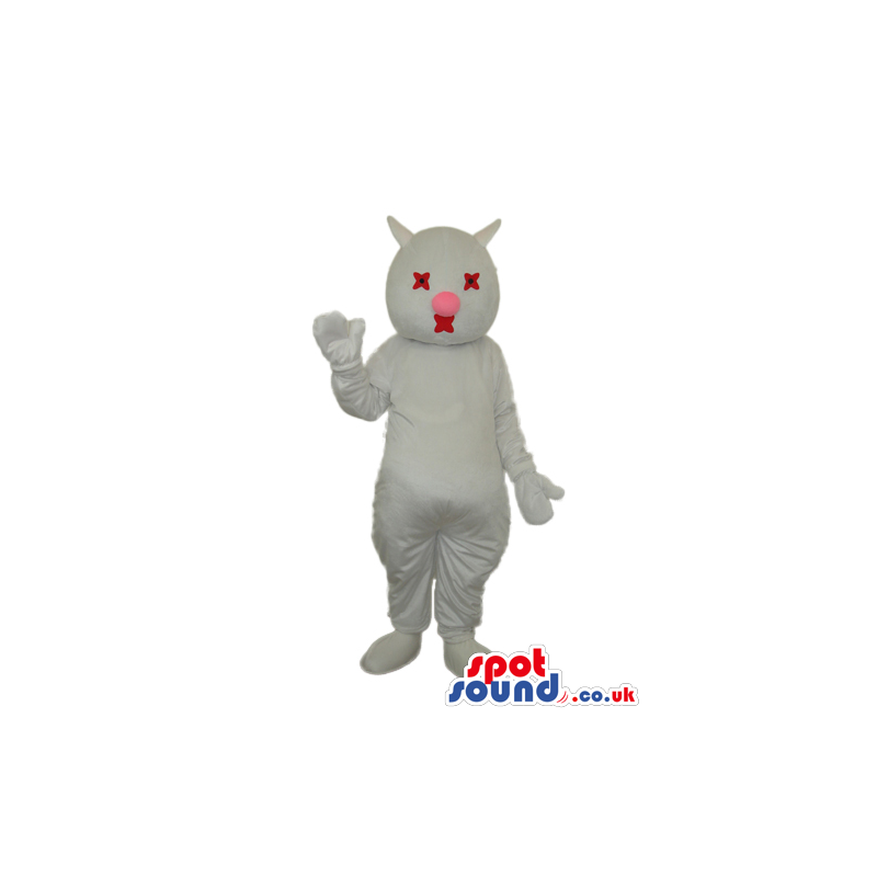 Fantasy White Cat Or Bat With Blind Eyes Plush Mascot - Custom