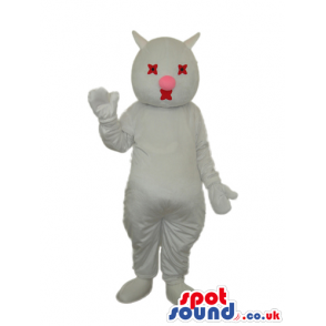 Fantasy White Cat Or Bat With Blind Eyes Plush Mascot - Custom