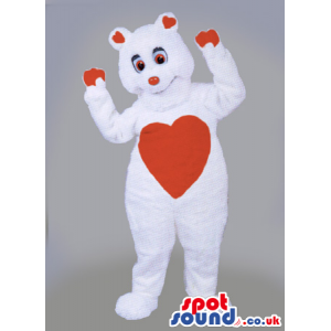 Fantasy White Bear Plush Mascot With A Heart Belly - Custom