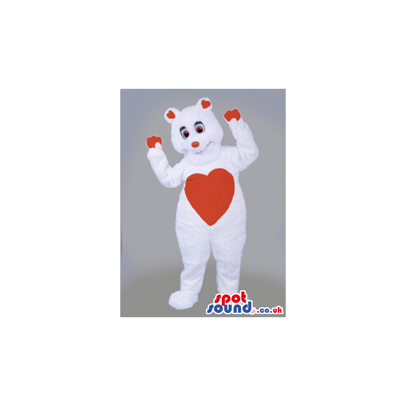 Fantasy White Bear Plush Mascot With A Heart Belly - Custom