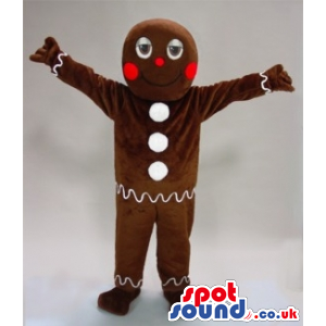 Ginger Bread Man Cake Plush Mascot With White Buttons - Custom