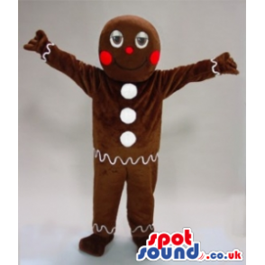 Ginger Bread Man Cake Plush Mascot With White Buttons - Custom