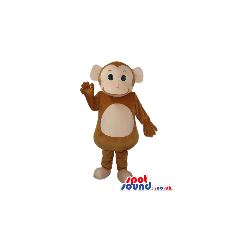 Cartoon Cute Brown Monkey Plush Mascot With Beige Belly -