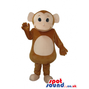 Cartoon Cute Brown Monkey Plush Mascot With Beige Belly -