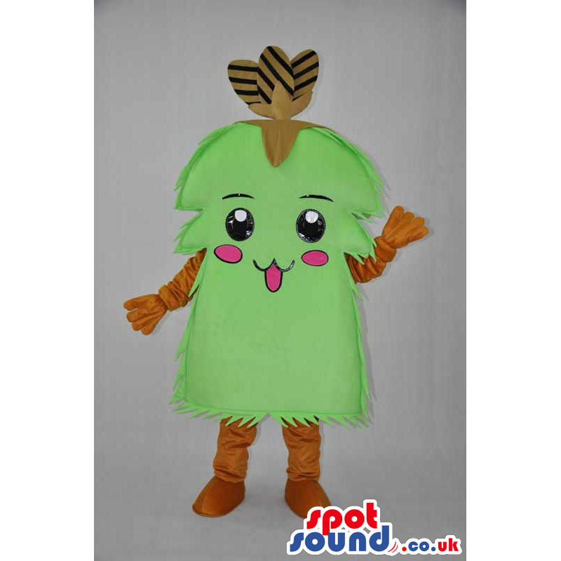 Cartoon Fantasy Green Creature Mascot With A Cute Face - Custom