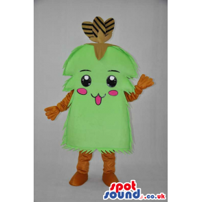 Cartoon Fantasy Green Creature Mascot With A Cute Face - Custom