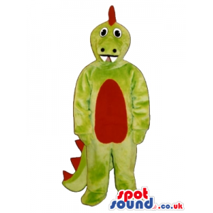 Green Dragon Plush Mascot With A Red Belly And Spikes - Custom