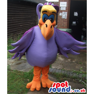 Fantasy Purple Bird Plush Mascot With Orange Beak And Legs -