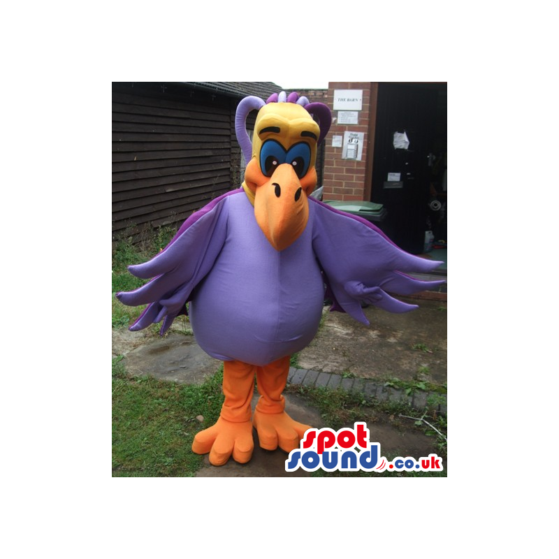 Fantasy Purple Bird Plush Mascot With Orange Beak And Legs -