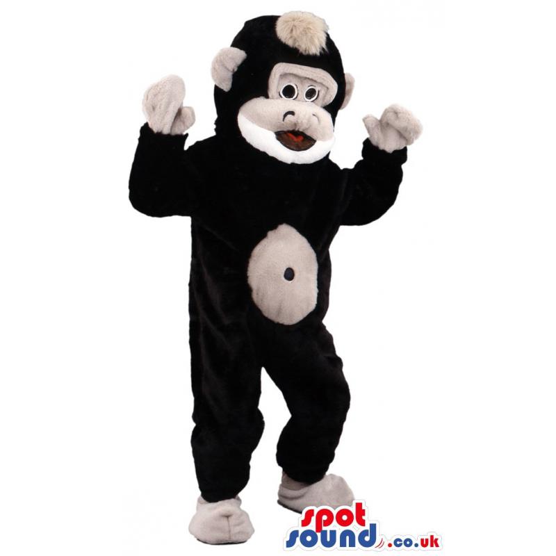 Back big monkey mascot with a scary look giving a nice pose -