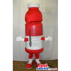 Red And White Bottle Plush Mascot With Text And No Face -