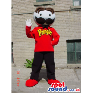 Popular Pringles Snack Food Mascot With A Mustache And Sweater