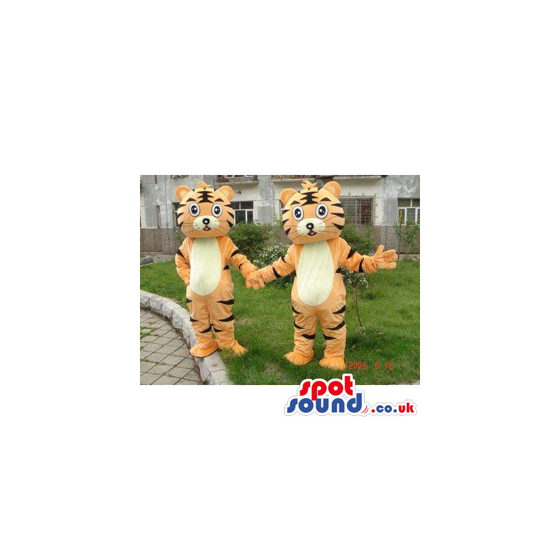 Two Orange Fantasy Cartoon Tiger Couple Plush Mascots - Custom