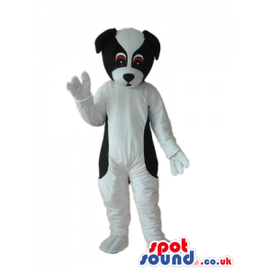 White And Black Cute Dog Plush Mascot With Brown Eyes - Custom