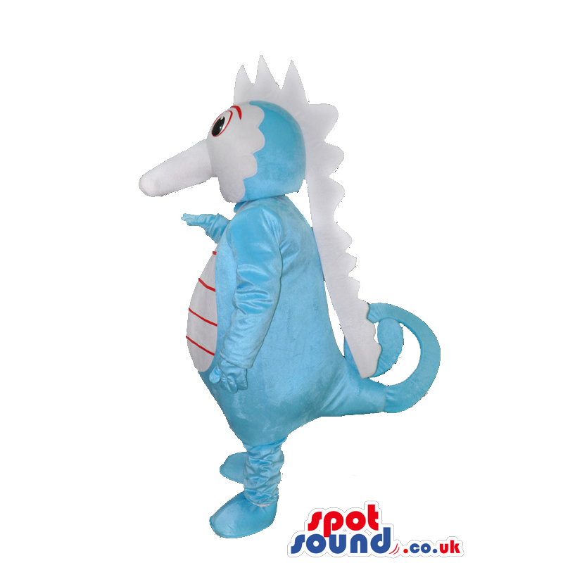 Customizable Blue And White Plush Seahorse Mascot With Long