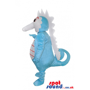 Customizable Blue And White Plush Seahorse Mascot With Long