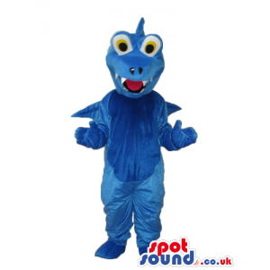 Customizable All Blue Dragon Plush Mascot With Yellow Eyes -