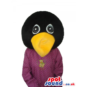 Huge Head Black Bird Plush Mascot With Orange Beak - Custom