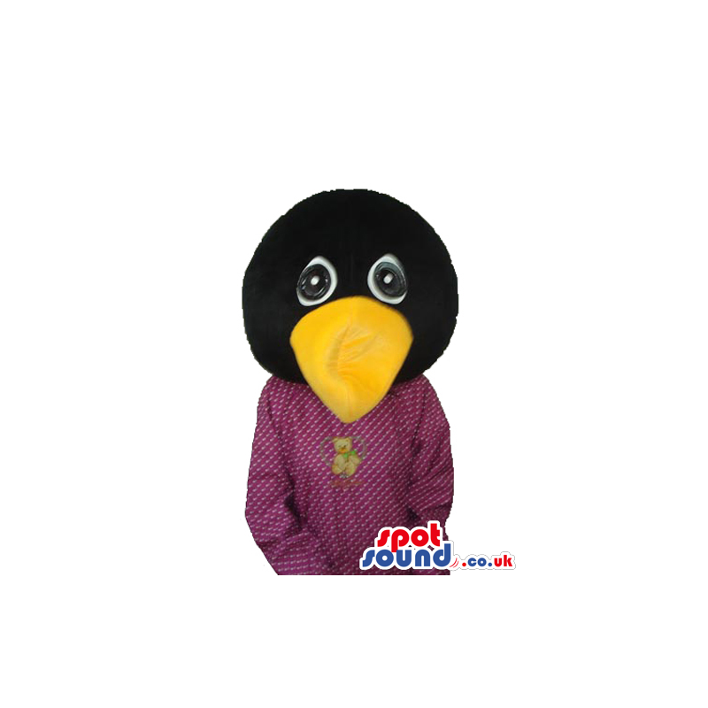 Huge Head Black Bird Plush Mascot With Orange Beak - Custom