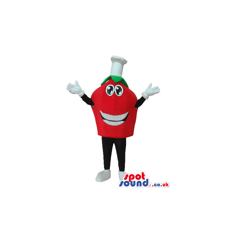 Happy Face Red Tomato Plush Mascot With A Chef Hat - Custom