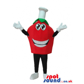 Happy Face Red Tomato Plush Mascot With A Chef Hat - Custom