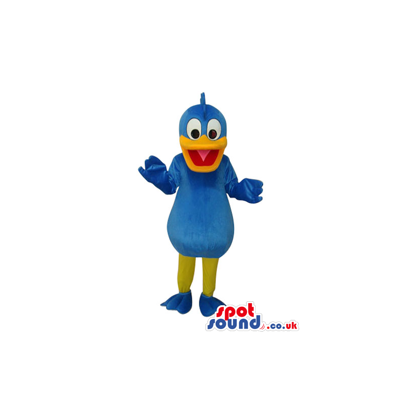 Cute Cartoon Blue Duck Mascot With A Big Orange Beak - Custom