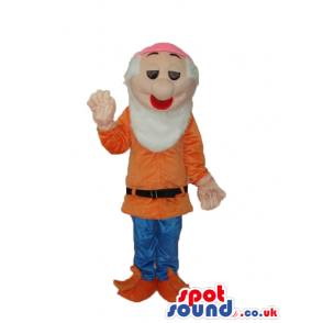 Snow White And The Seven Dwarfs Mascot In Orange Clothes -