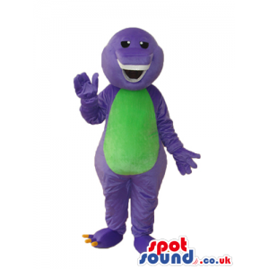 Funny Purple Dinosaur Plush Mascot With A Green Belly - Custom