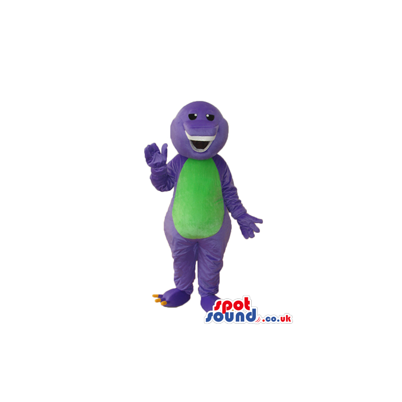 Funny Purple Dinosaur Plush Mascot With A Green Belly - Custom