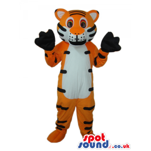 Cute Orange Tiger Animal Plush Mascot With Black Paws - Custom