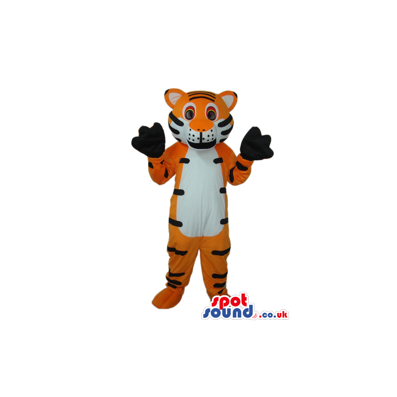 Cute Orange Tiger Animal Plush Mascot With Black Paws - Custom