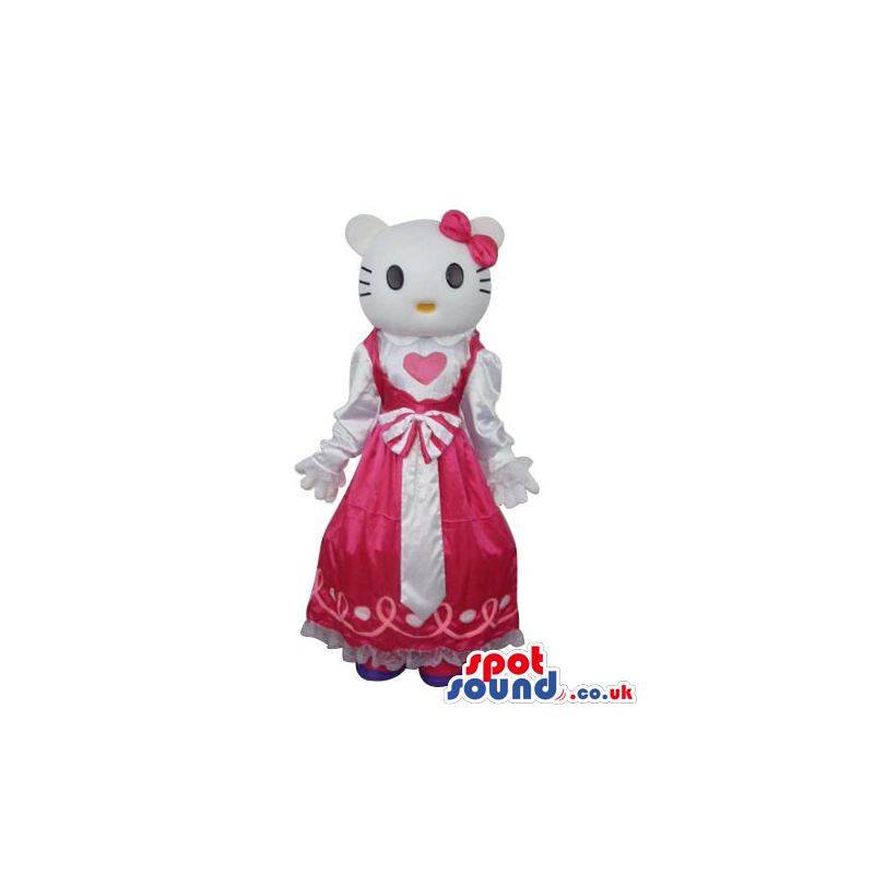 Kitty Cat Popular Cartoon Mascot With A Pink Princess Dress -