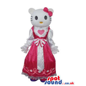 Kitty Cat Popular Cartoon Mascot With A Pink Princess Dress -
