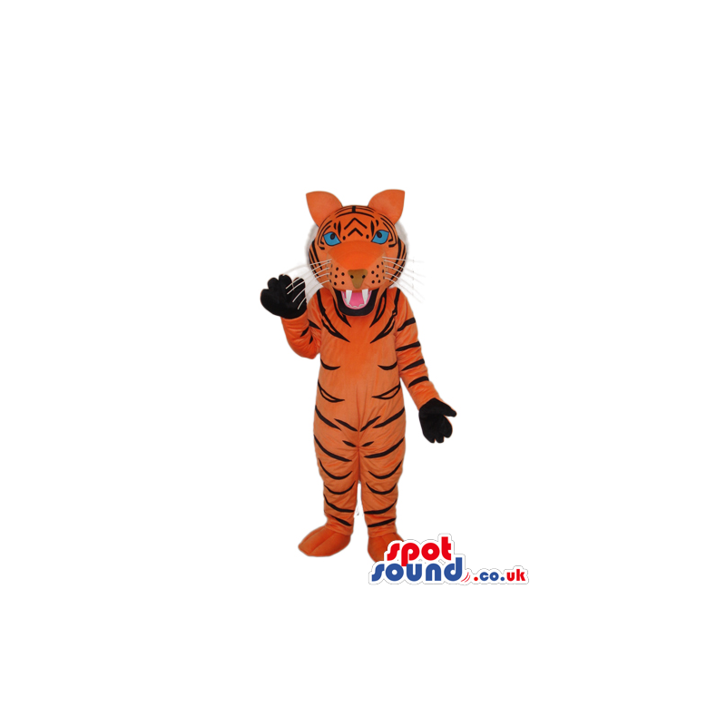 All Orange Tiger Animal Plush Mascot With Black Paws - Custom
